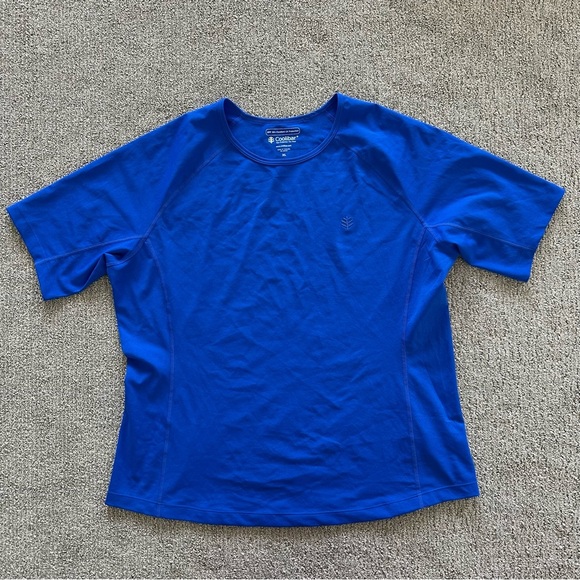 Coolibar - Hightide Short Sleeve Swim Shirt UPF 50+ Baja Blue Size XL - Picture 1 of 5